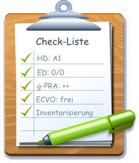 Check-Liste HD: A1  ED: 0/0 g-PRA: ++ ECVO: frei Inventarisierung
